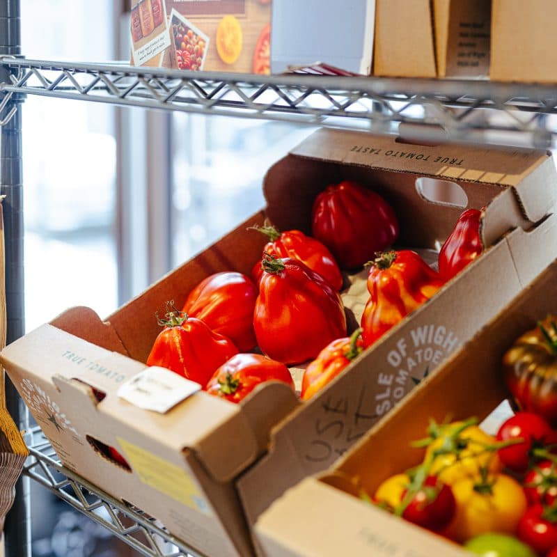 Fresh produce display at Tuck Shop, London
