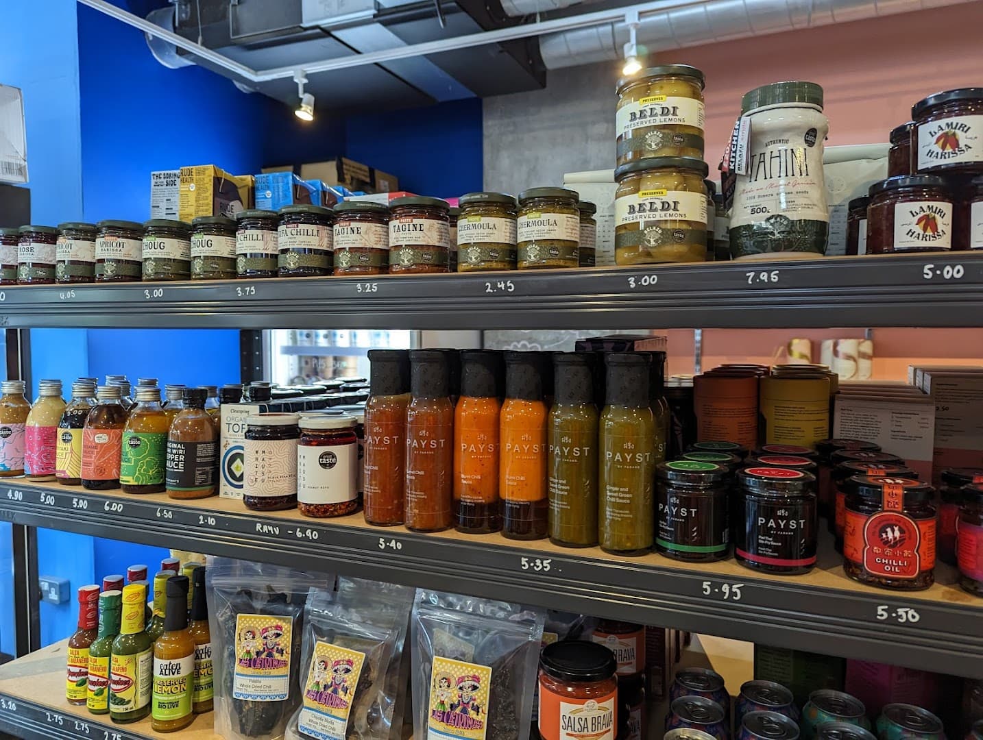 Retail shelf display at Tuck Shop, London