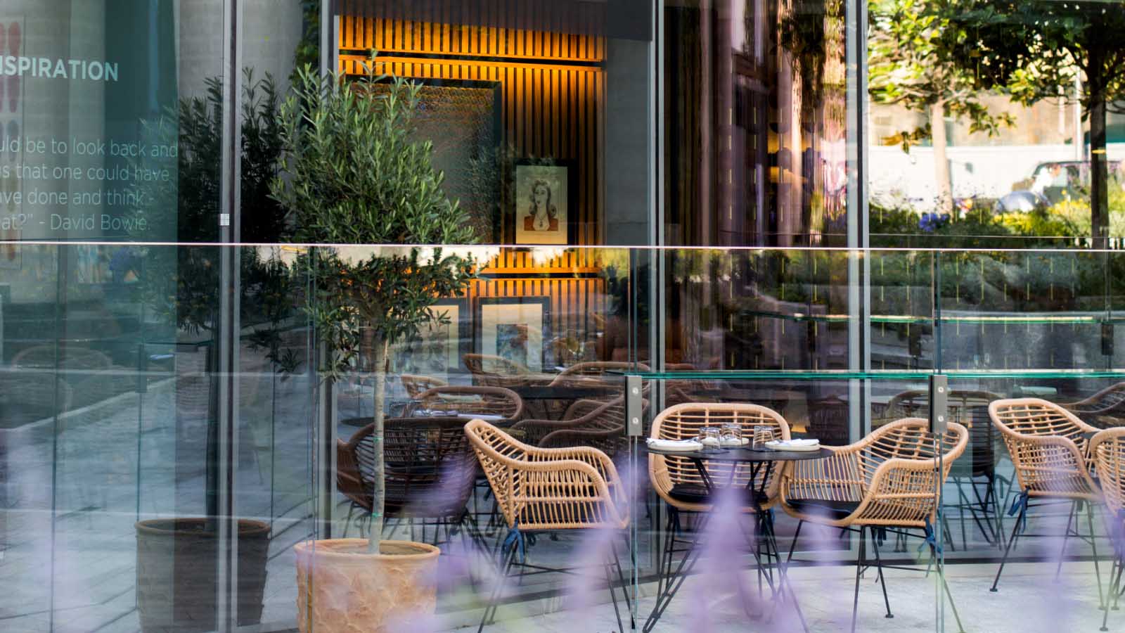 Outdoor terrace seating at Art Yard Bar & Kitchen, London