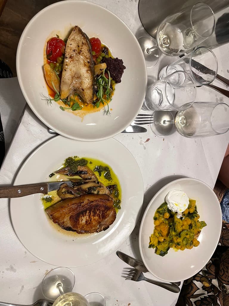 Main course fish dishes at Andrew Edmunds, London