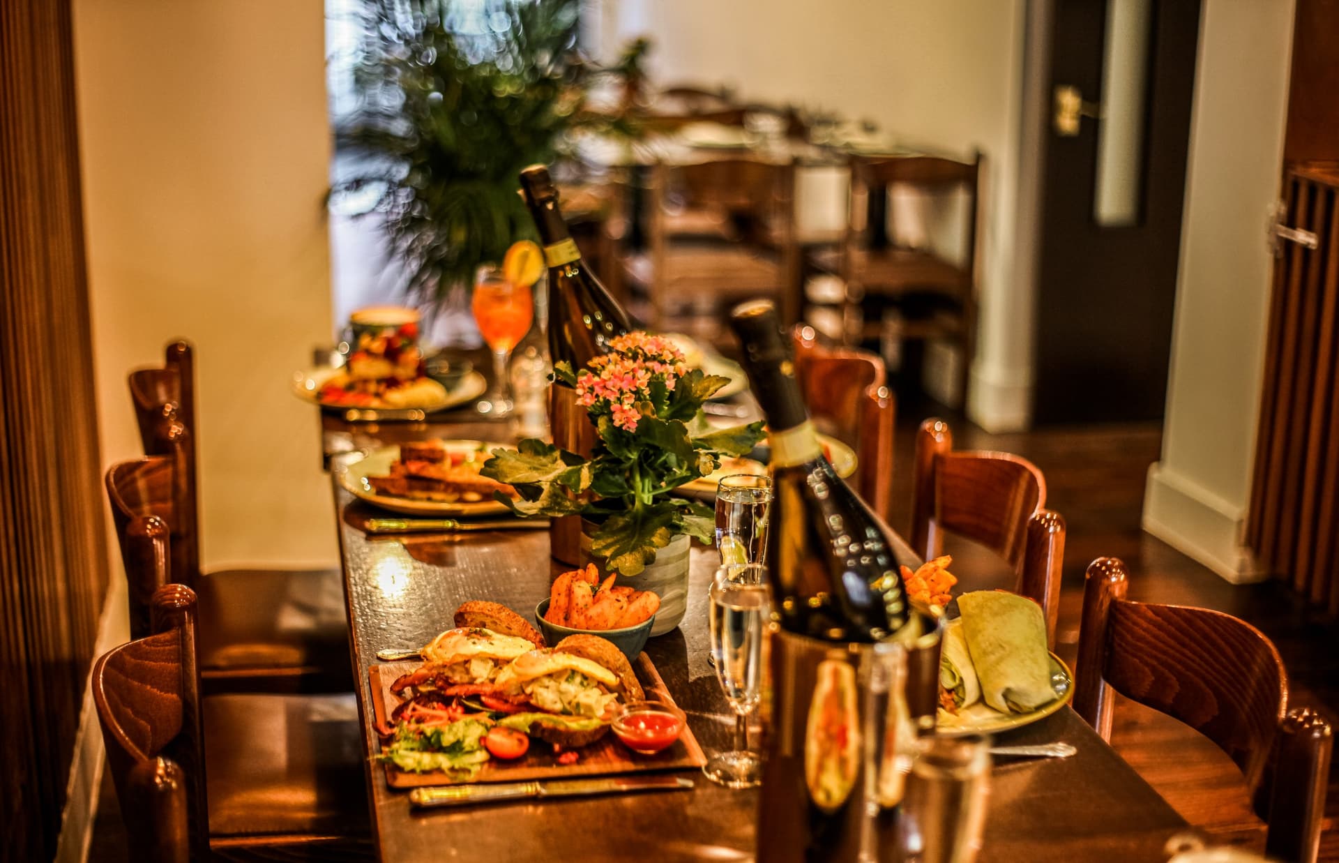 Celebration dining table setting at Victoria House Coffee & Food, London