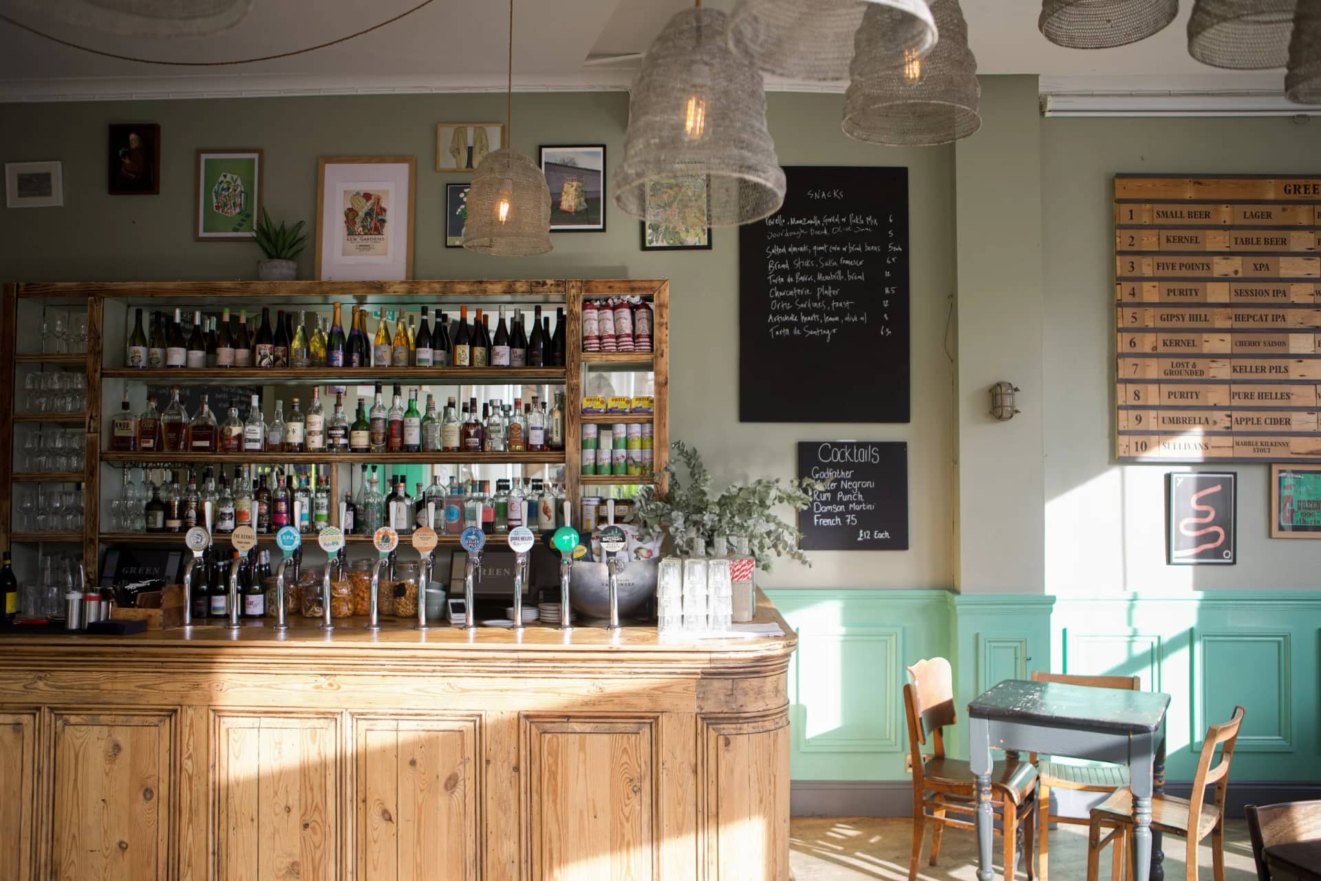 Bar area at The Green, London