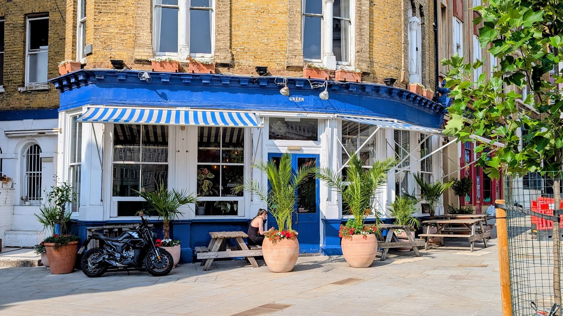 Front facade with outdoor seating at The Green, London