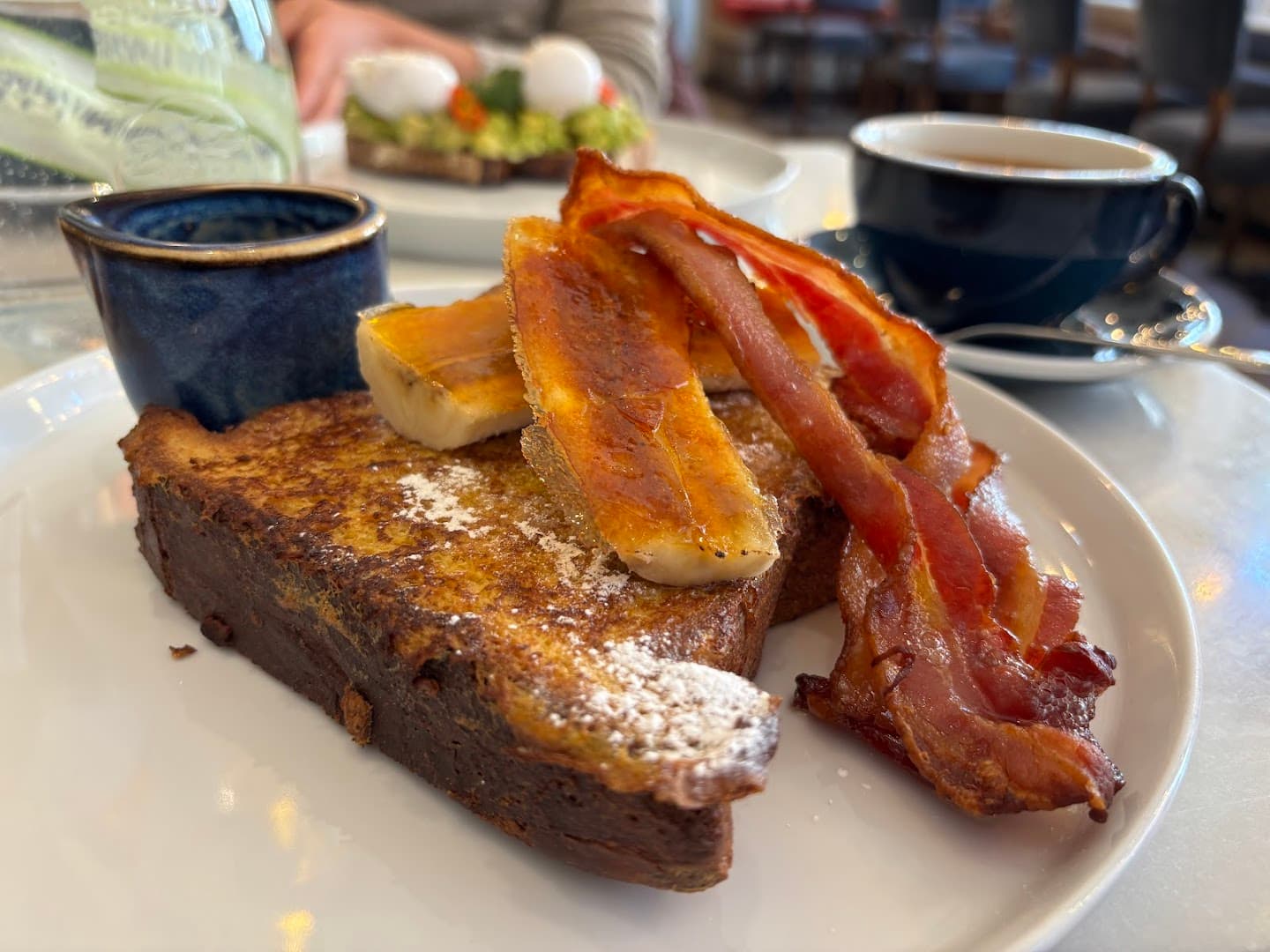 French toast with bacon breakfast at Artist Residence Clubhouse, London