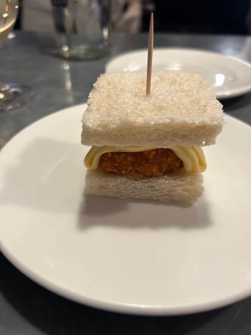 Mini sandwich canapé at Bar Crispin, London