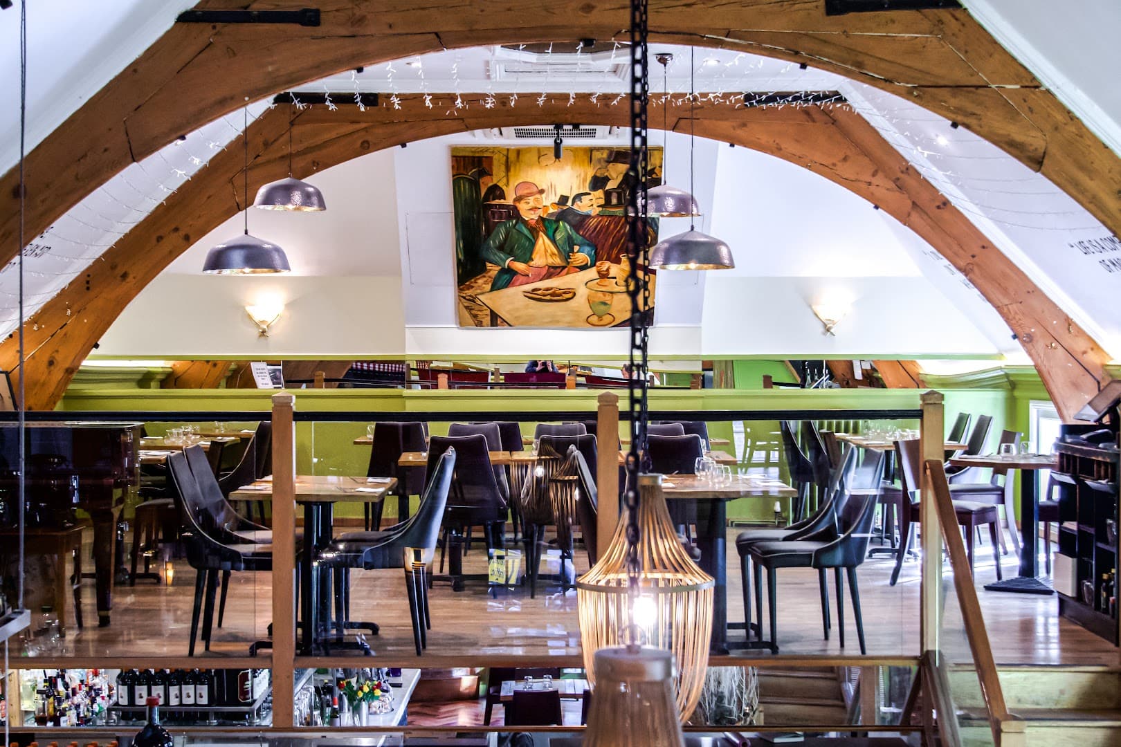 Upper level dining area at Sicily Restaurant, London