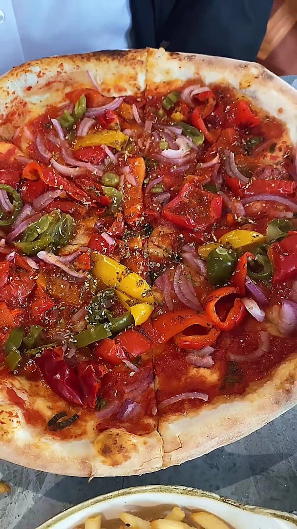 Vegetable pizza at Sicily Restaurant, London