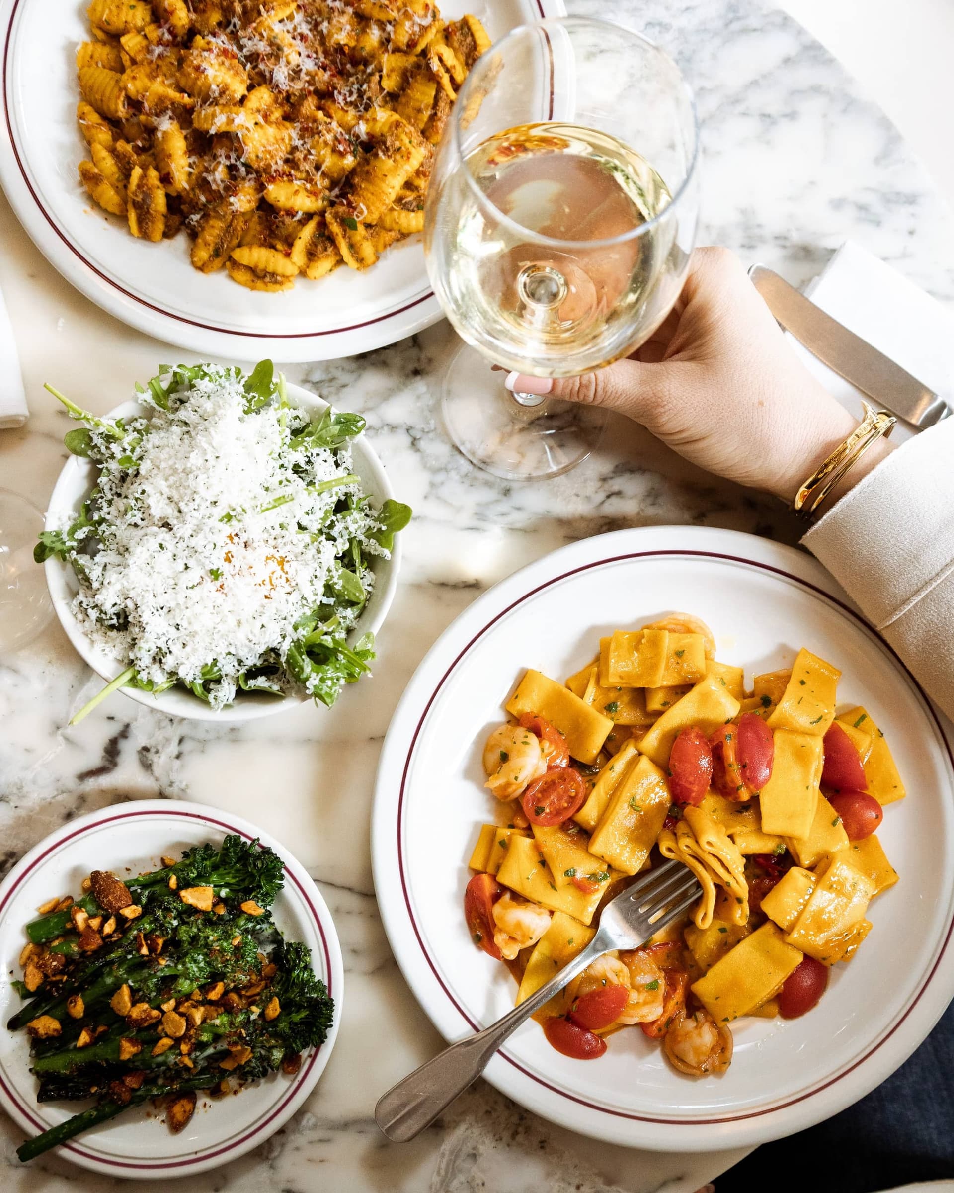 Italian pasta dishes and wine at Mortimer House Kitchen, London