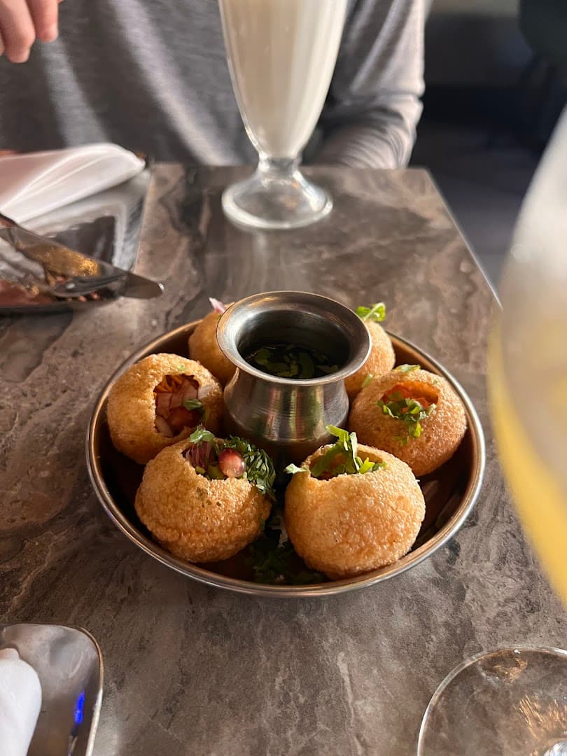 Pani puri golgappa platter at Bonoo Indian Tapas Hampstead, London