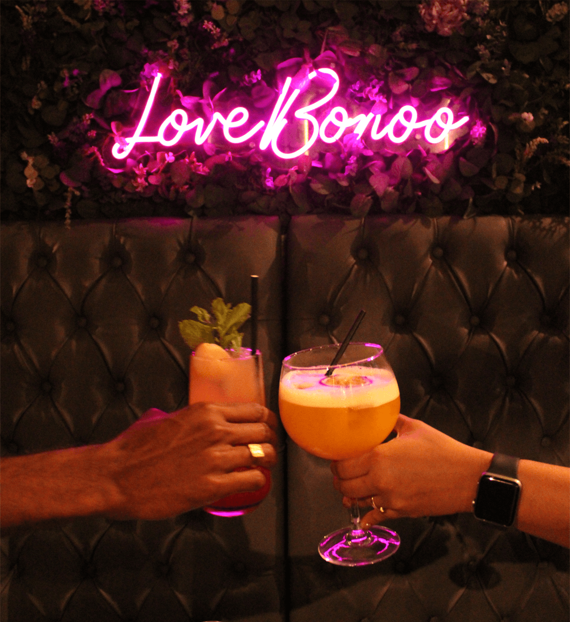 Romantic cocktail setting at Bonoo Indian Tapas Hampstead, London