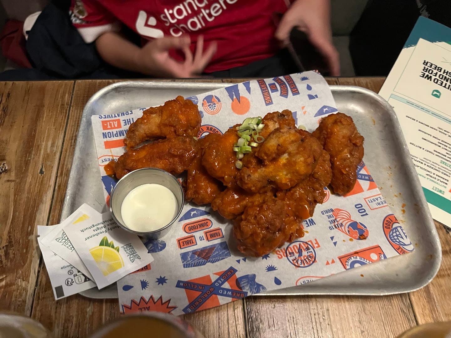 Buffalo wings with ranch dip at BrewDog Canary Wharf, London