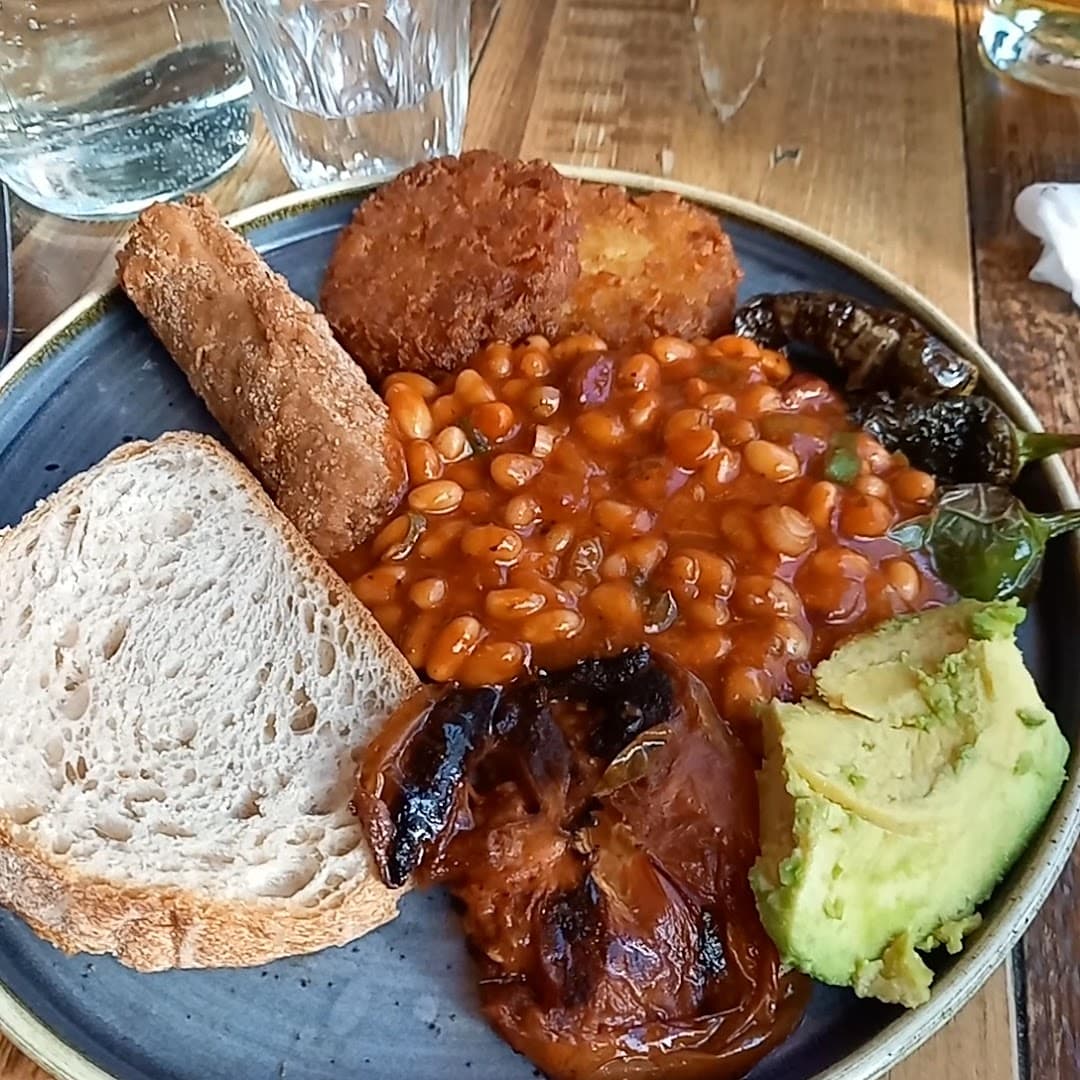 Vegan breakfast plate at BrewDog Canary Wharf, London