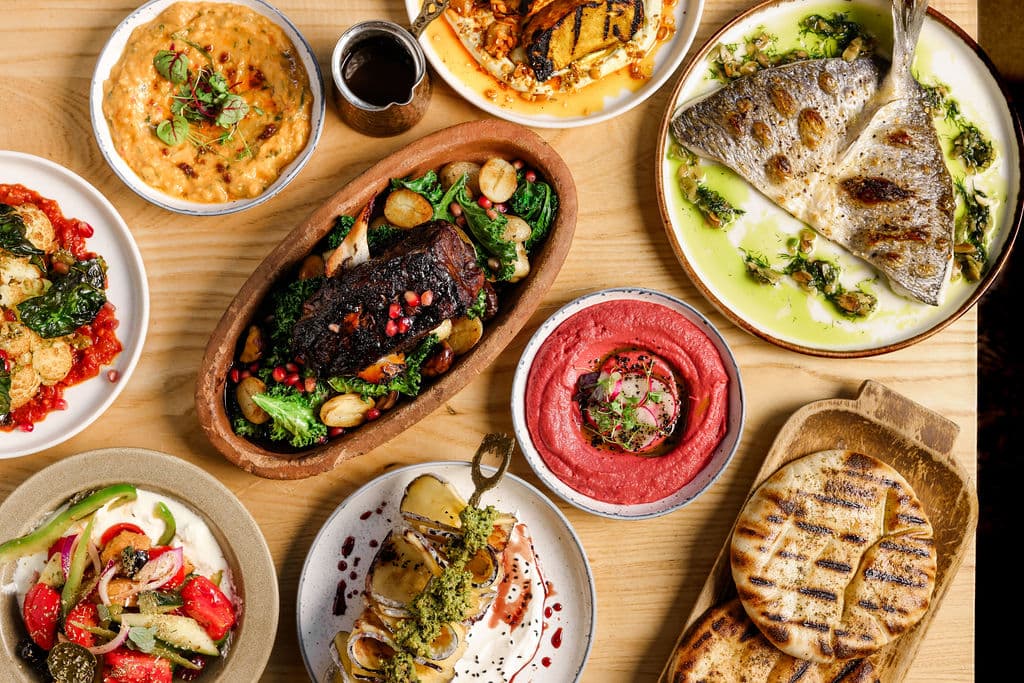 Mezze feast spread at Brother Marcus Angel, London