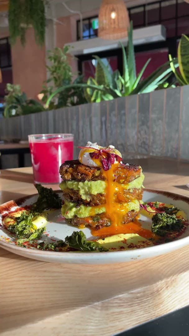 Savoury brunch stack at Brother Marcus Angel, London