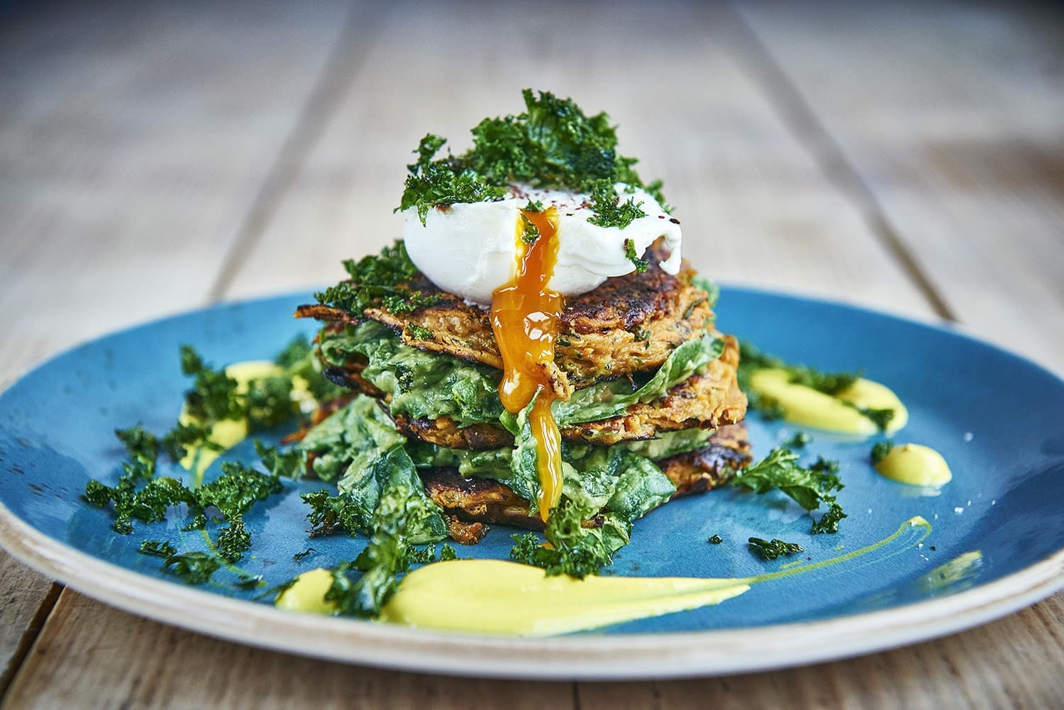 Sweetcorn fritters with poached egg at Brother Marcus Angel, London