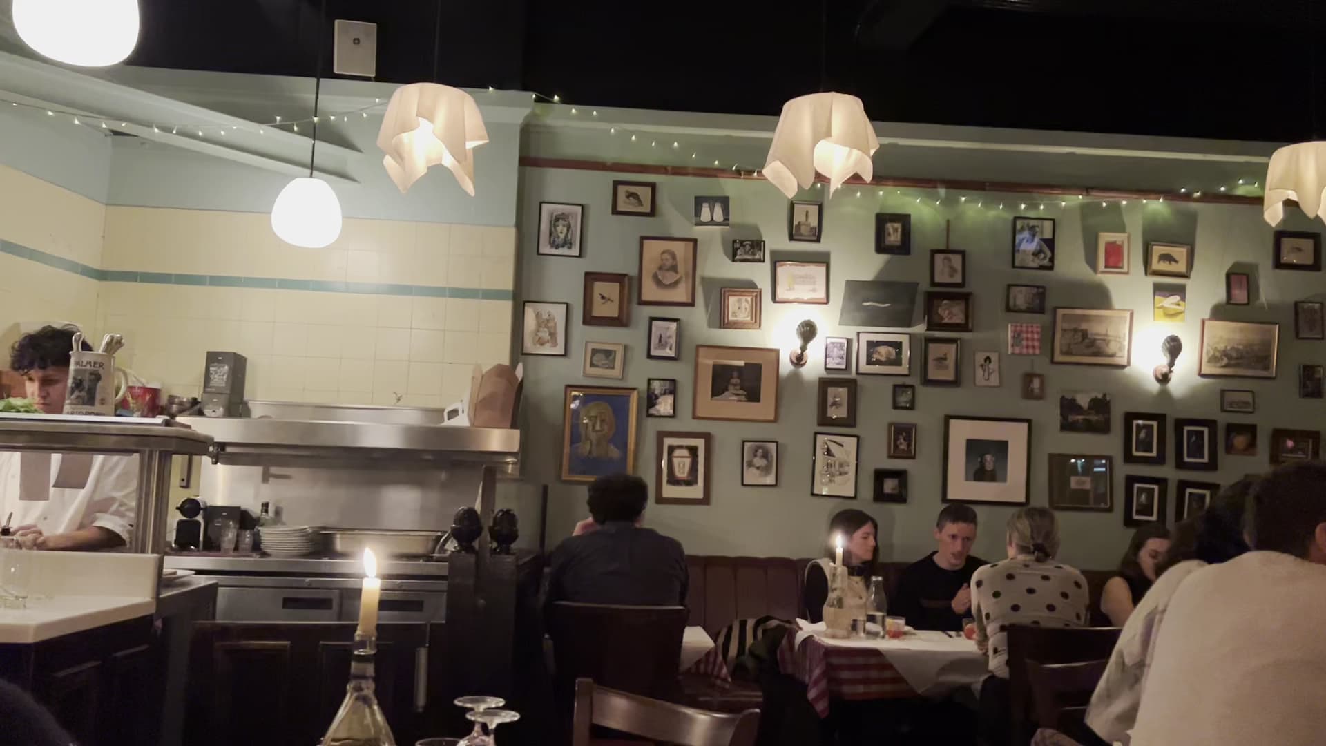 Dining room with gallery wall at Brutto, London