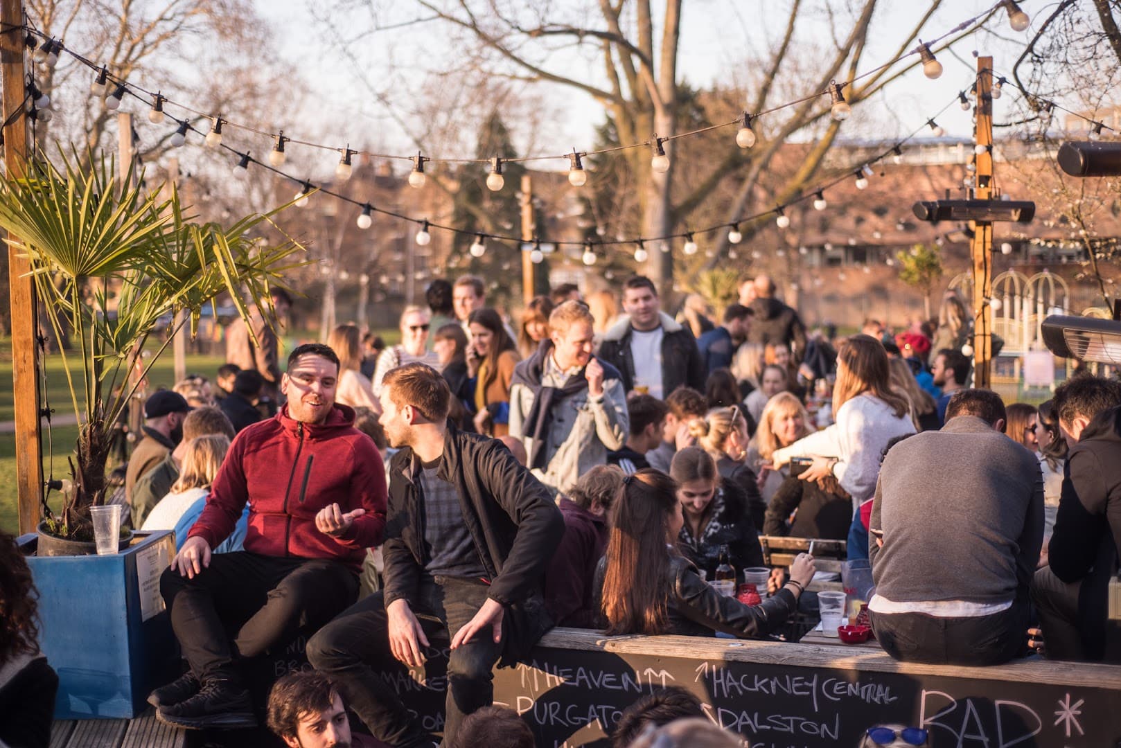 Outdoor terrace gathering at Pub On The Park, London