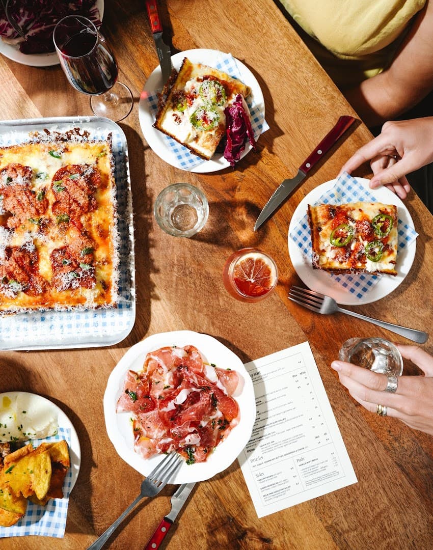 Detroit-style pizza sharing platter at Ria's, London