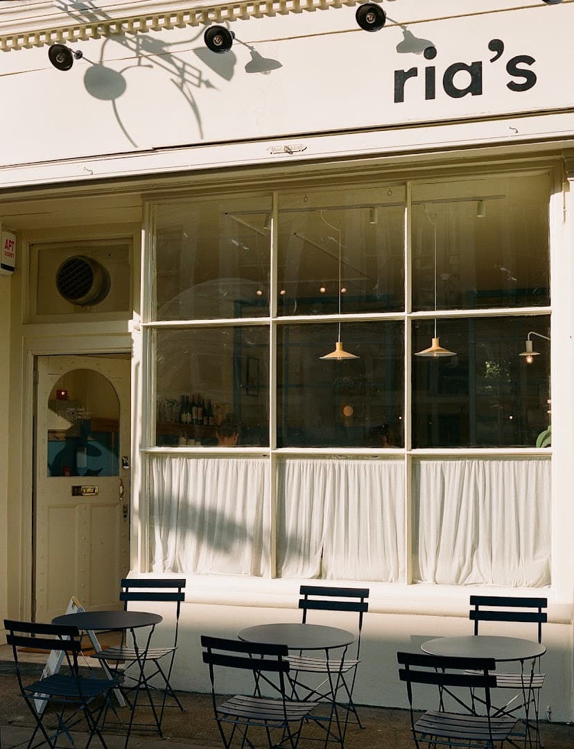 Front facade with outdoor seating at Ria's, London