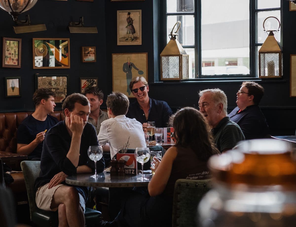 Bar area seating at Duke of Clarence, London