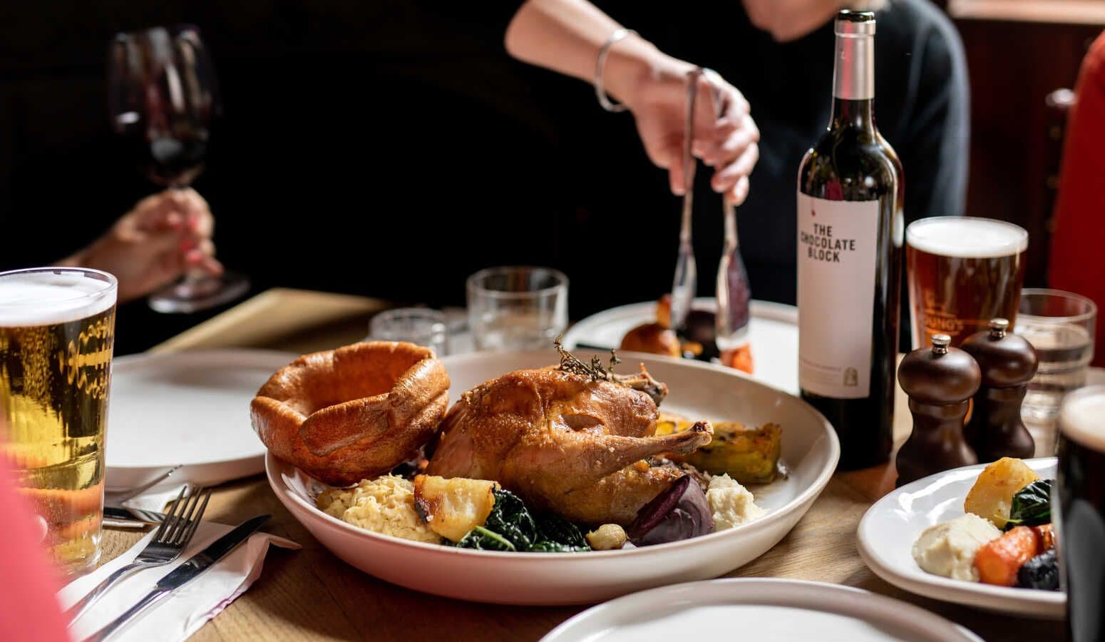 Sunday roast dinner at Duke of Clarence, London