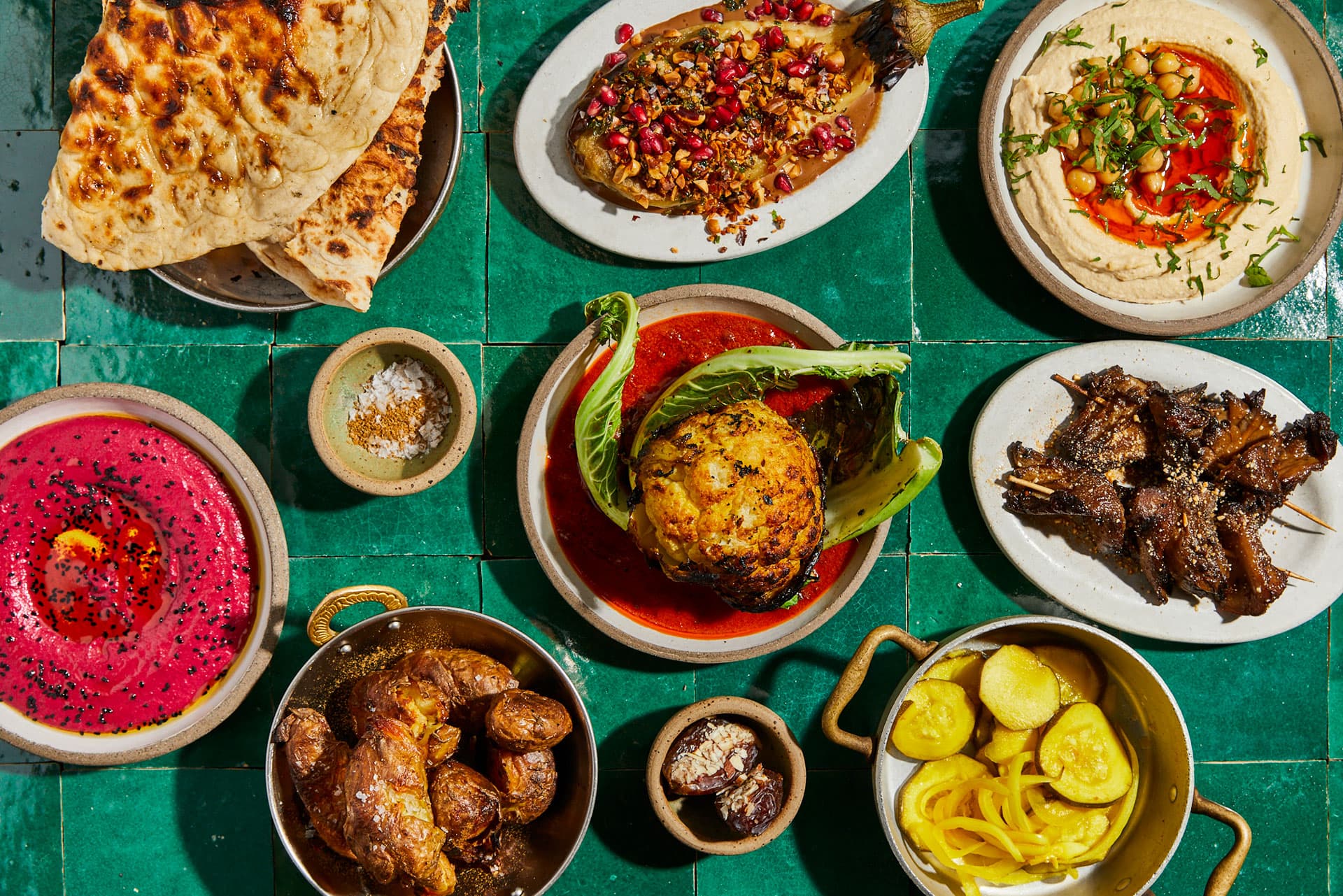 Mezze sharing spread at Bubala King's Cross, London