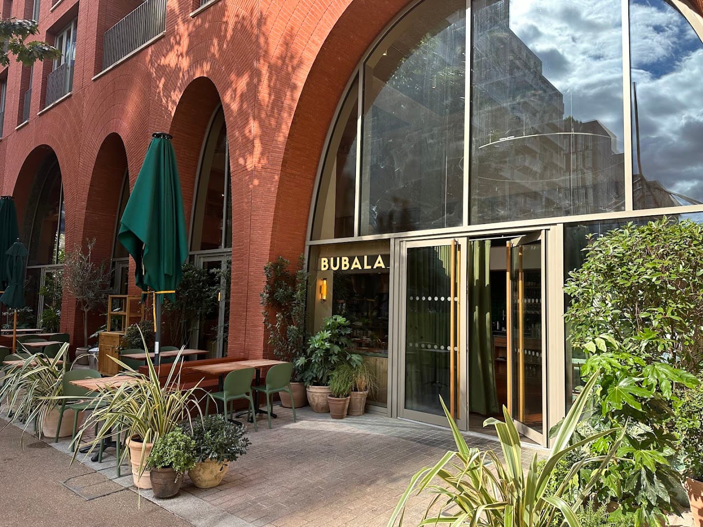 Outdoor terrace entrance at Bubala King's Cross, London