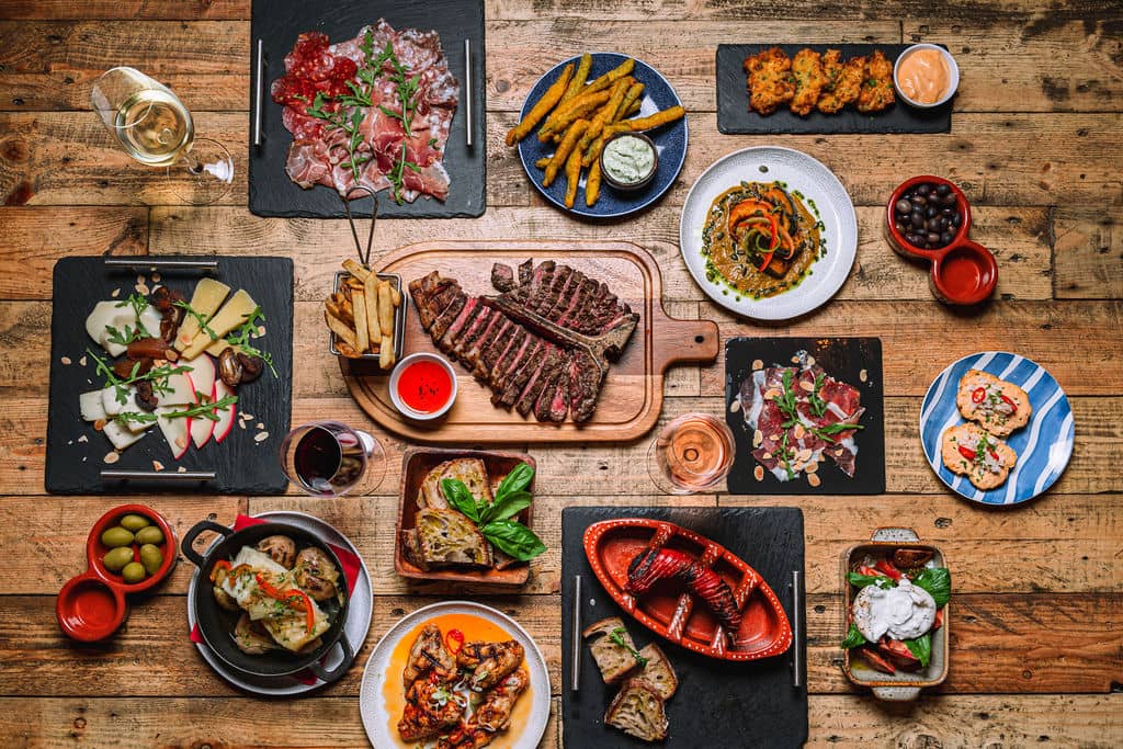 Tapas sharing spread at Pedro's Wine Bar, London