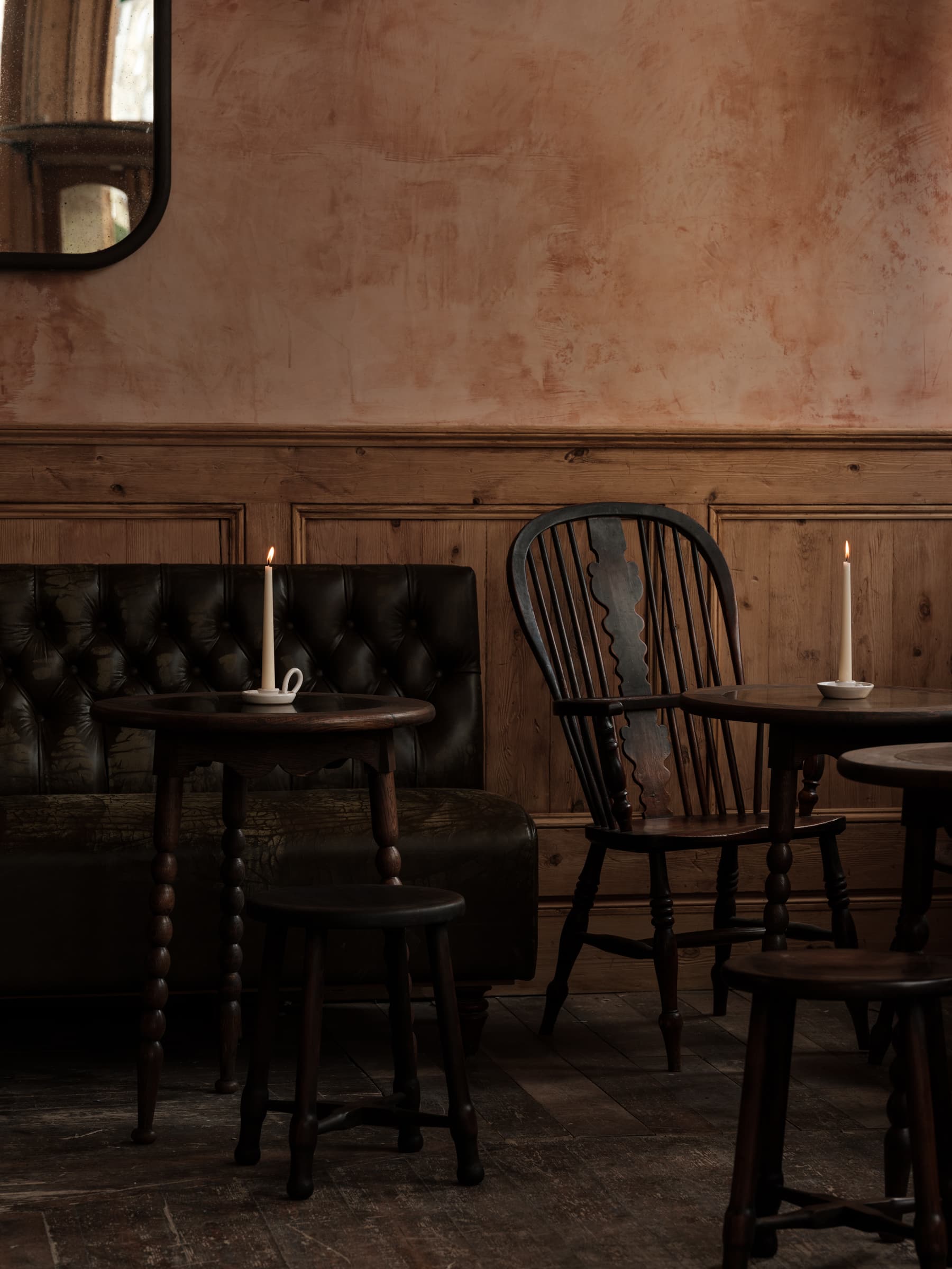 Candlelit dining area at The Hero, Maida Vale, London