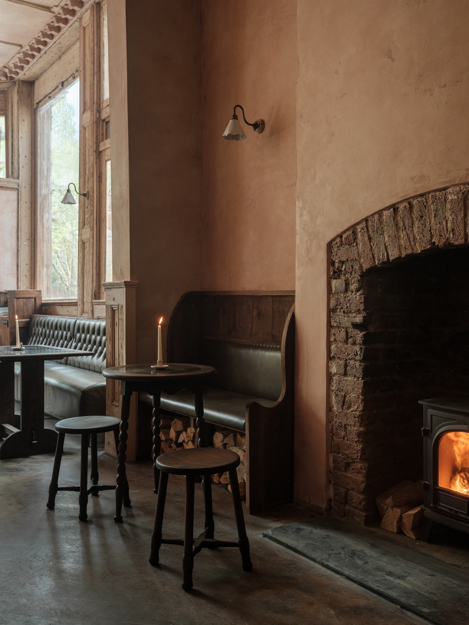 Fireplace seating area at The Hero, Maida Vale, London