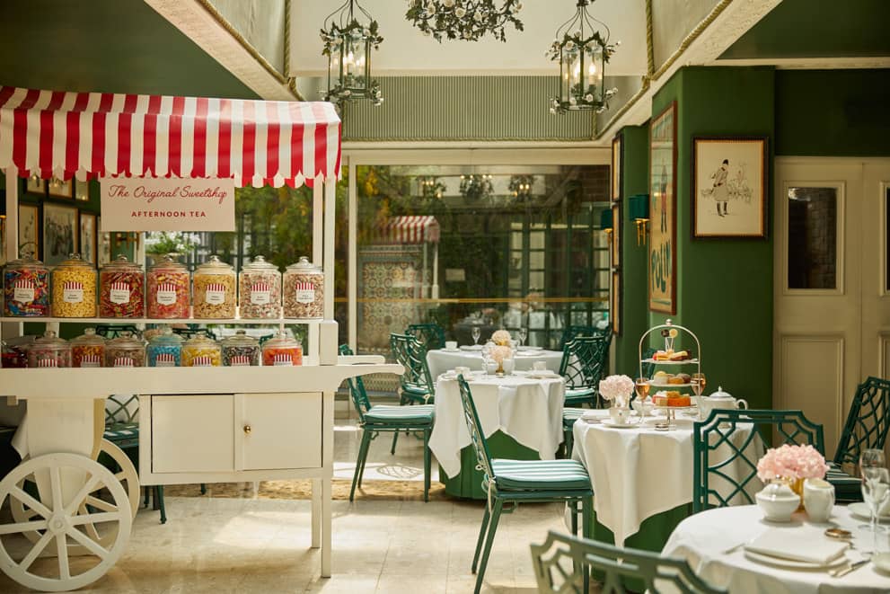 Afternoon tea room with vintage sweetshop at The Chesterfield Mayfair Hotel, London