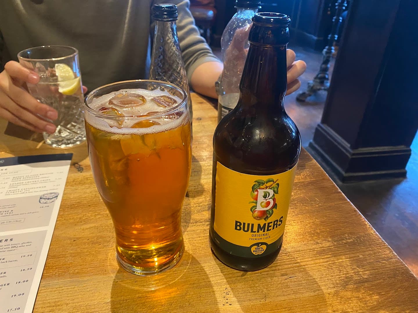 Bulmers cider table setting at The Elephant And Castle, London