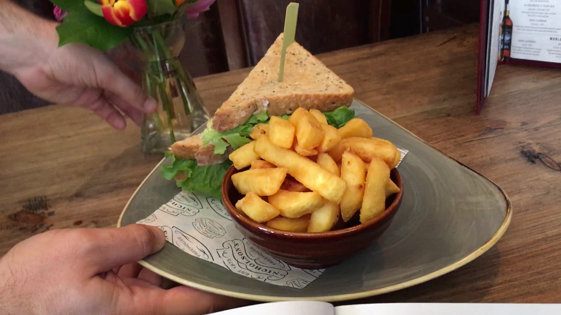 Club sandwich with chips at The Elephant And Castle, London