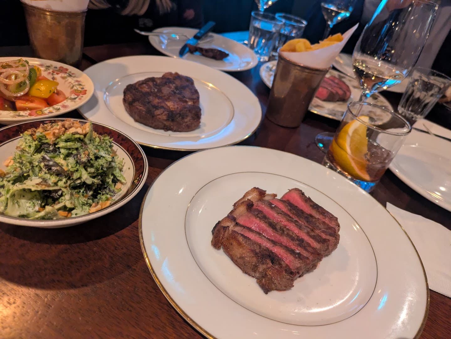 Grilled steaks and salad at Blacklock Canary Wharf, London