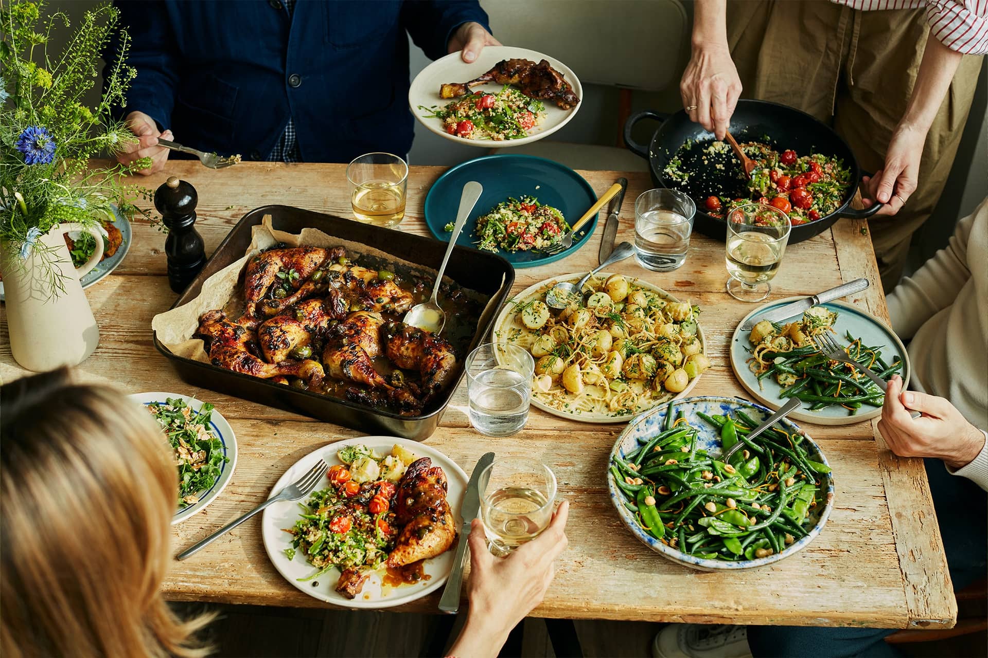Family-style feast spread at Ottolenghi Richmond, Richmond