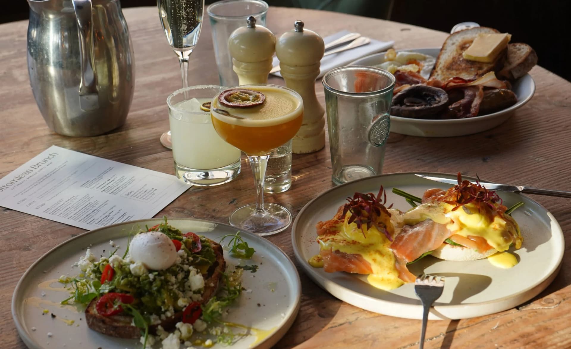 Brunch cocktails spread at No 32 The Old Town, London