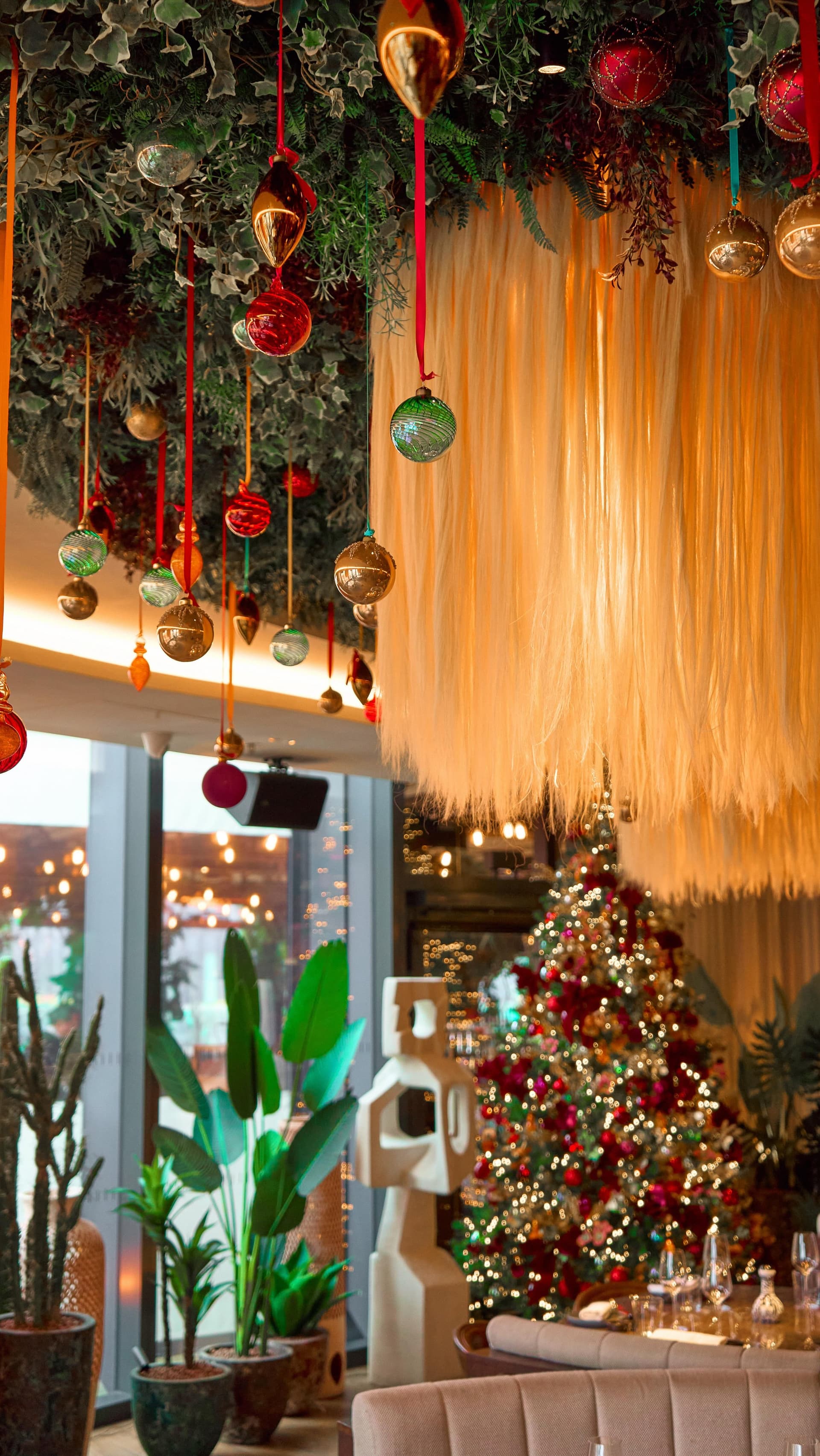 Festive Christmas decoration at Los Mochis Notting Hill, London