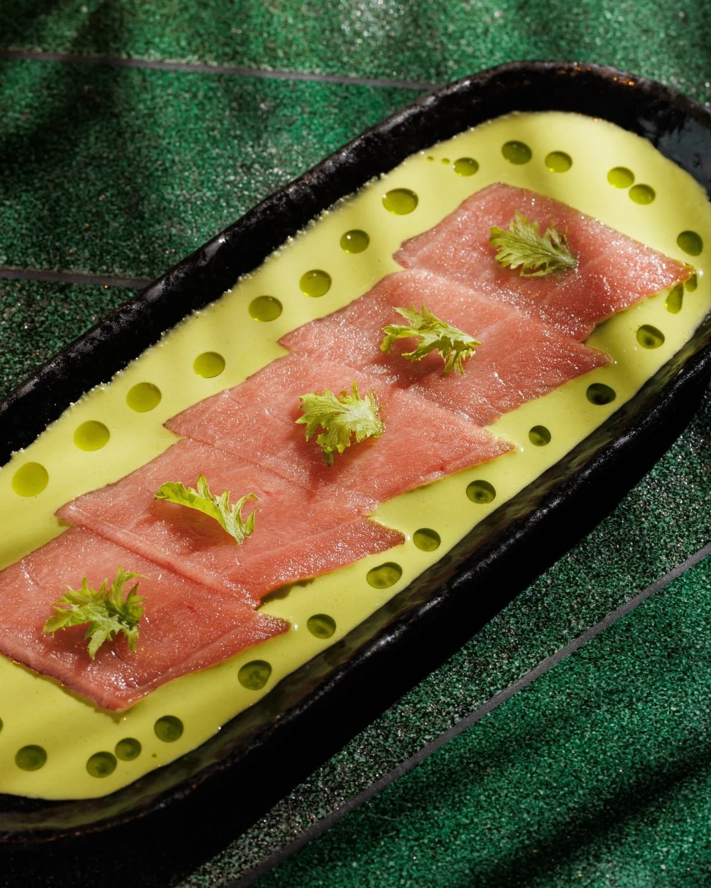 Tuna sashimi with yellow sauce at Los Mochis Notting Hill, London