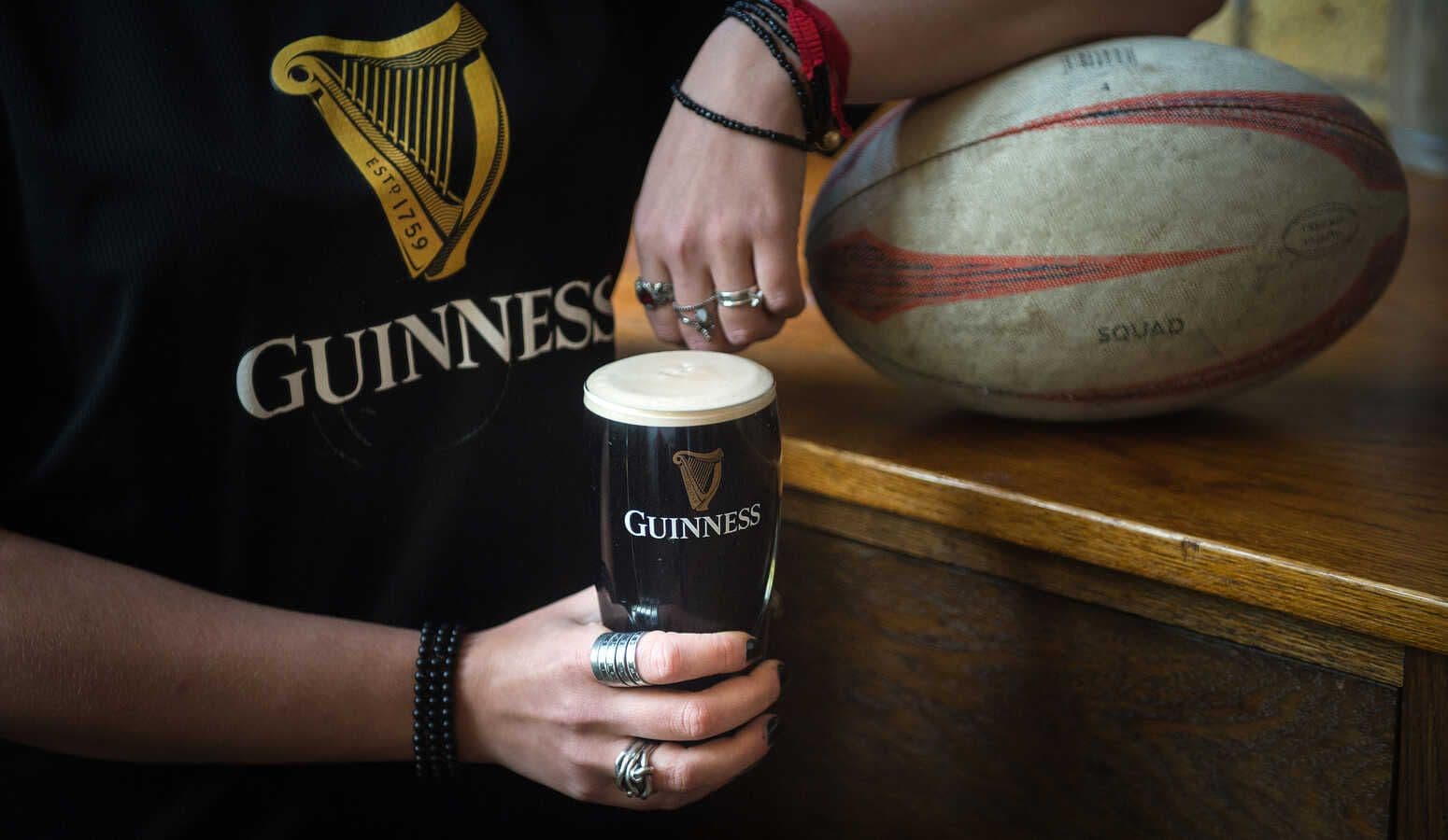 Guinness and rugby ball at Princess of Wales, London