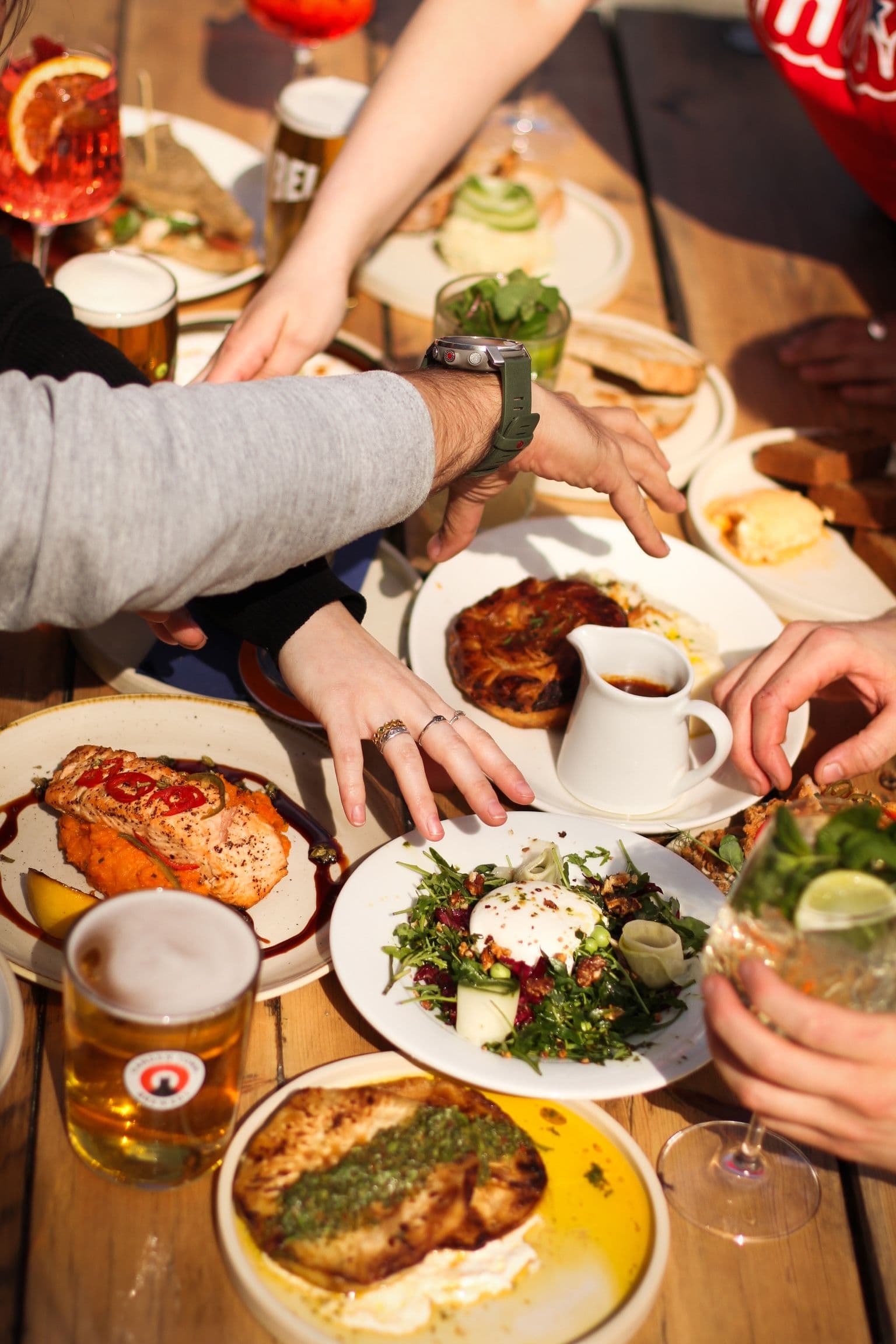 Sharing plates table spread at Princess of Wales, London