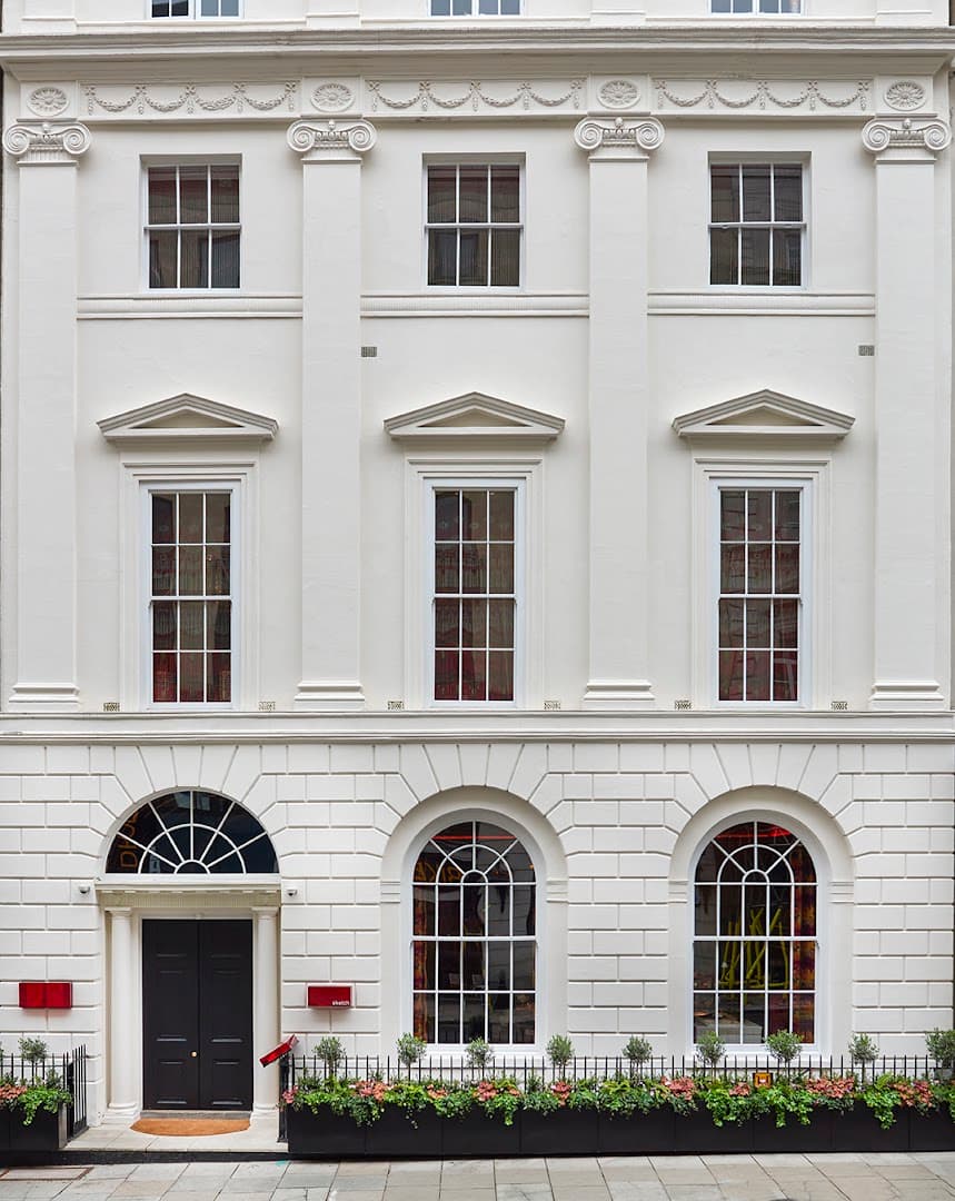 Elegant Georgian front facade at sketch, Mayfair, London