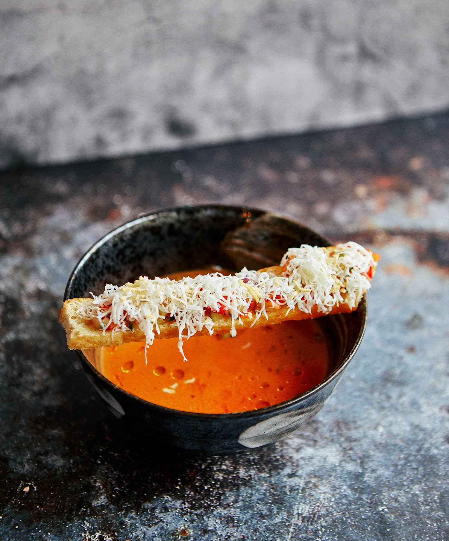 Tomato soup with cheese toast at El Ganso Cafe, London