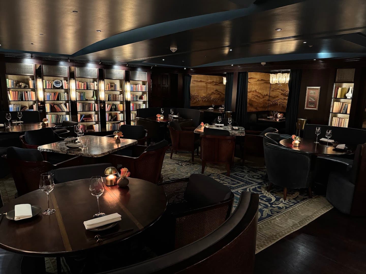 Private dining library room at The Aubrey, London