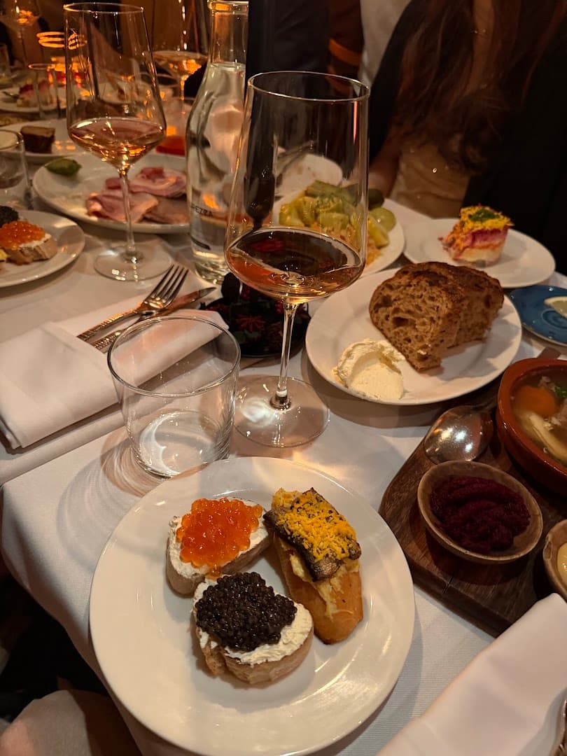 Caviar canapés tasting at Mriya Neo Bistro, London
