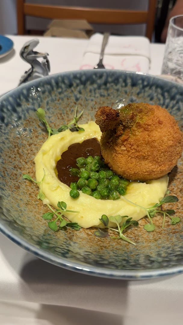 Lamb cutlet with creamy mash and peas at Mriya Neo Bistro, London