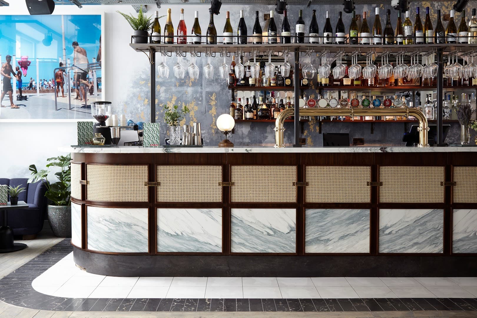 Stylish bar area at Scarlett Green, London