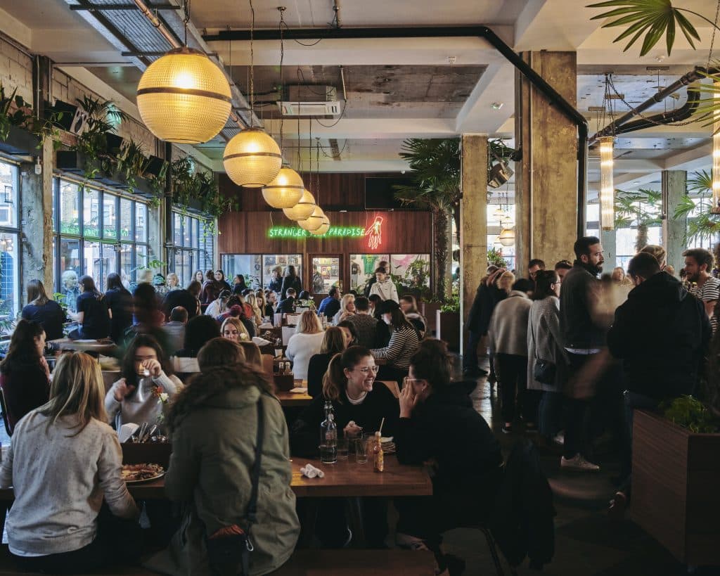 Busy dining hall at Mare Street Market Hackney, London