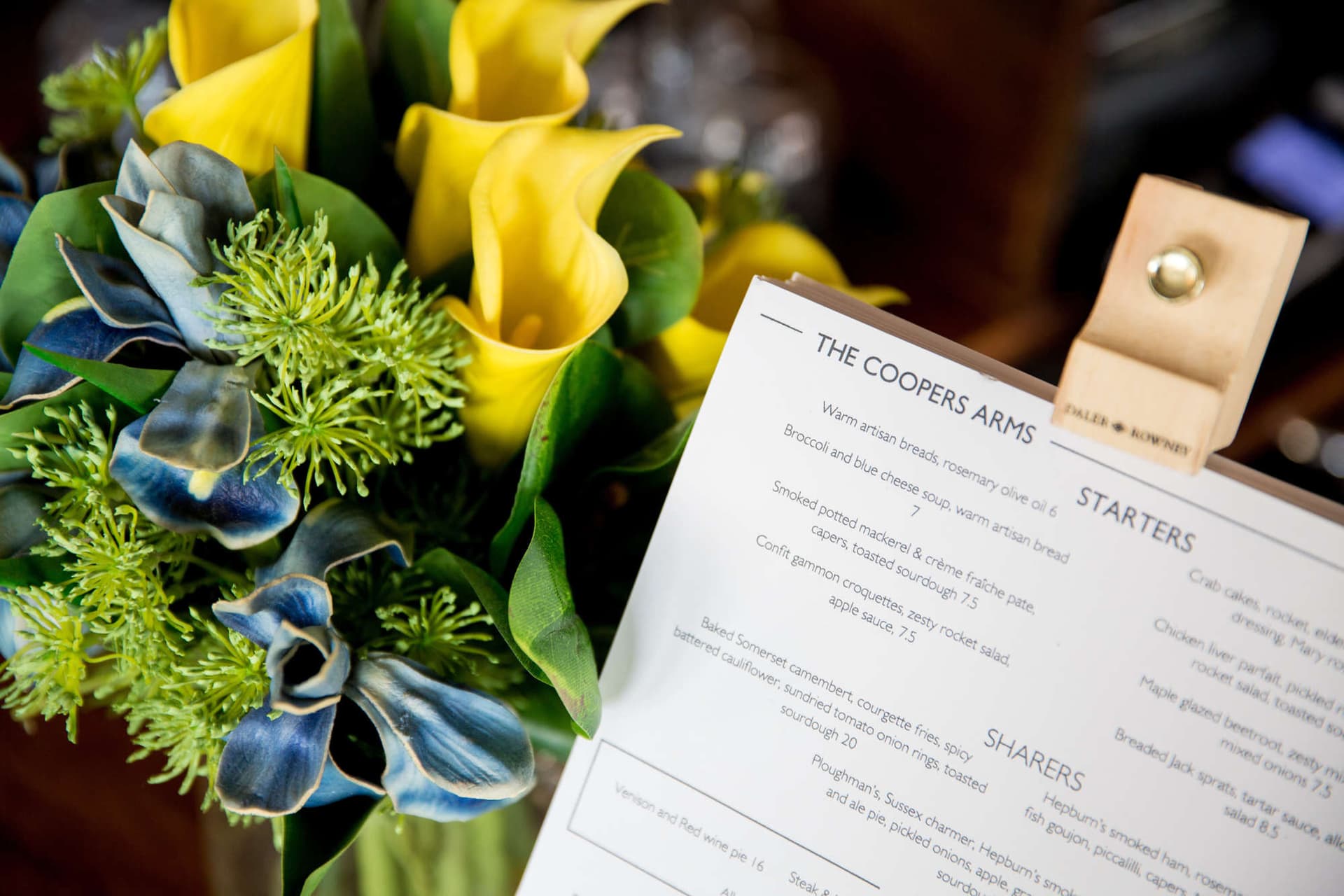 Table setting with menu at Coopers Arms, London