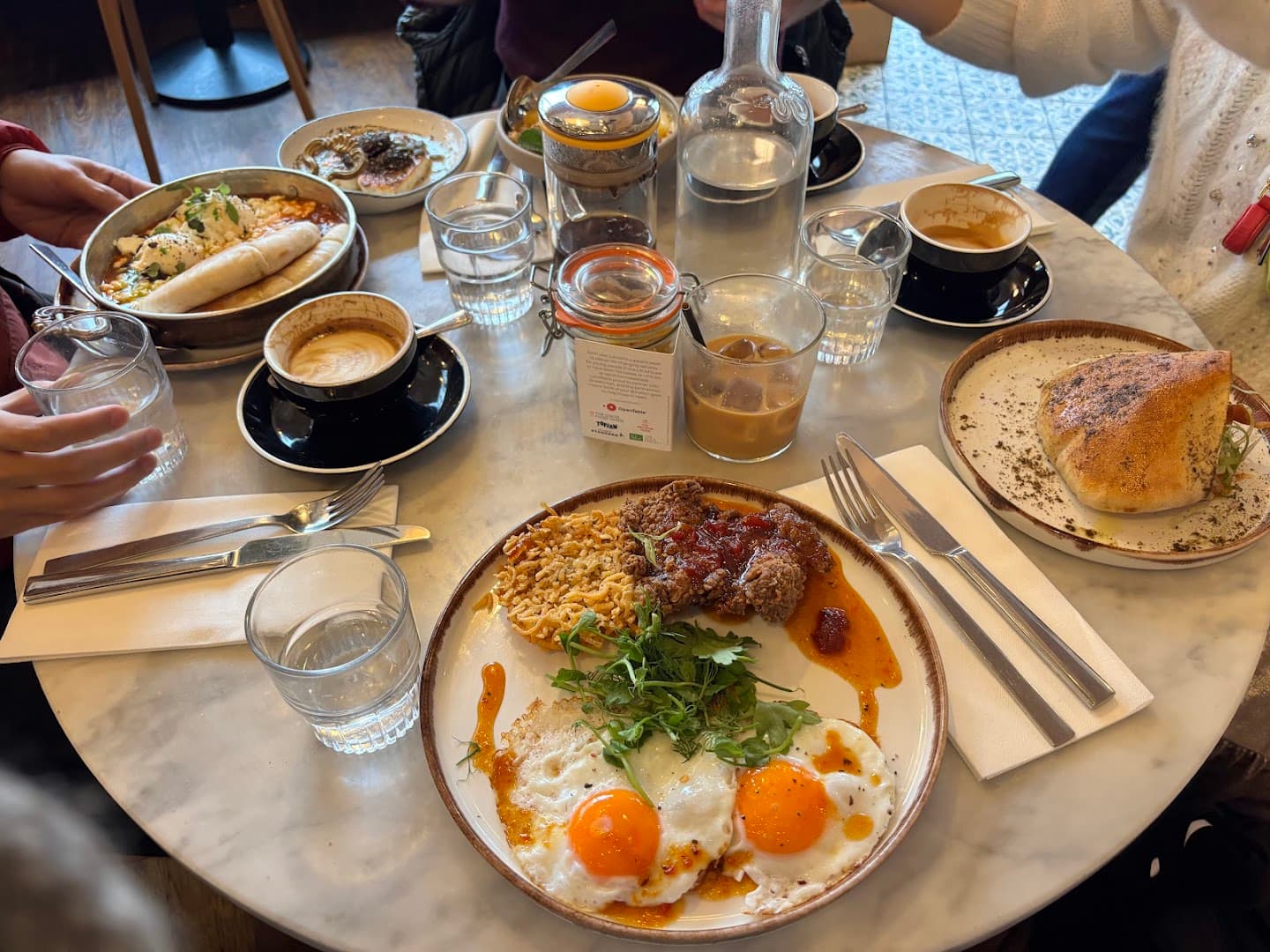 Brunch spread table at Brother Marcus South Kensington, London