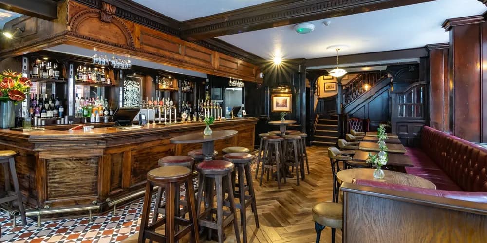 Bar area at Chesterfield Arms, London